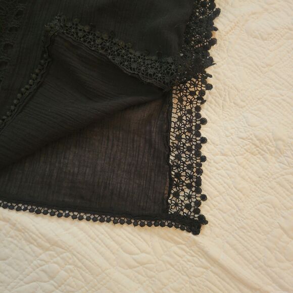 Topshop Kimono Black Lace Trim Tie Waist Double V Beach Cover‎ Small - Picture 13 of 16